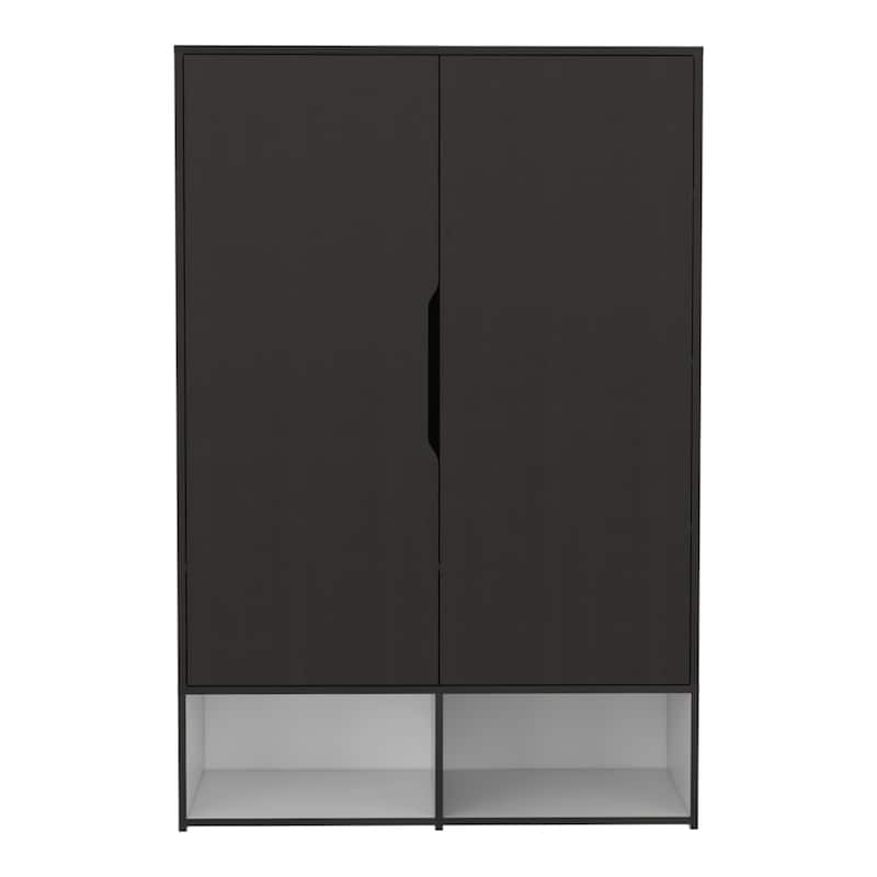 Rosie Armoire Two Door with Two Open Shelves, Five Shelves and Hanging Rod - N/A