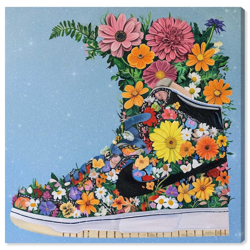 Blooming Floral Sneaker Canvas by Art Remedy, Gallery Wrapped - 40" x 40"
