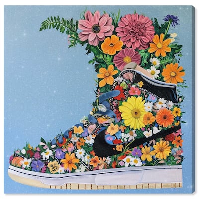Blooming Floral Sneaker Canvas by Art Remedy, Gallery Wrapped