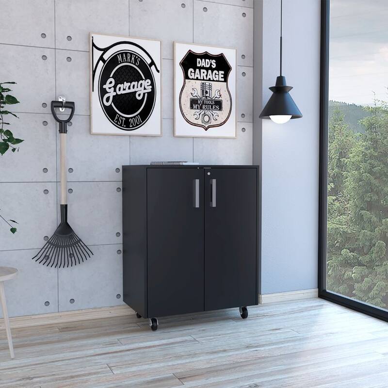 Southrock Rectangle Storage Cabinet Base Black Wengue - Black