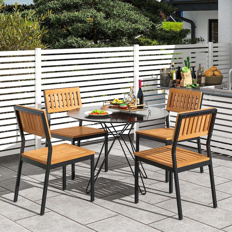Costway 6 PCS Outdoor Acacia Wood Dining Set with Bench and 2" - See Details