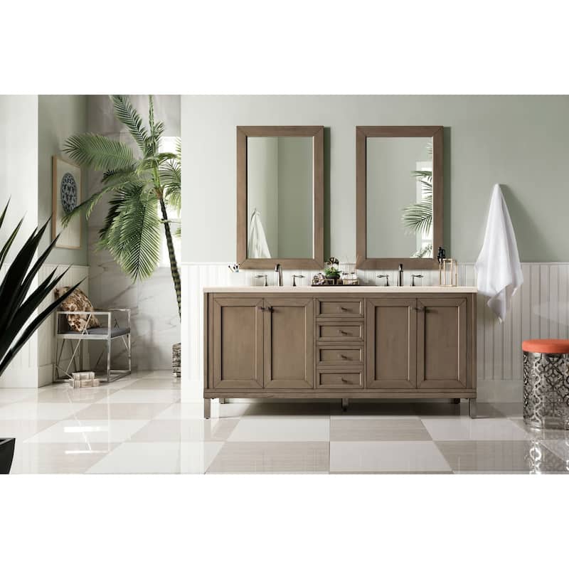 James Martin Vanities Chicago 72" Double Basin Hardwood Vanity Set