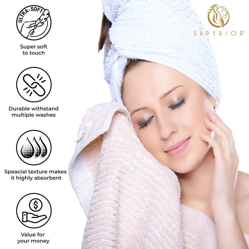 Superior Ribbed Cotton Absorbent Heavyweight Bath Towel Set