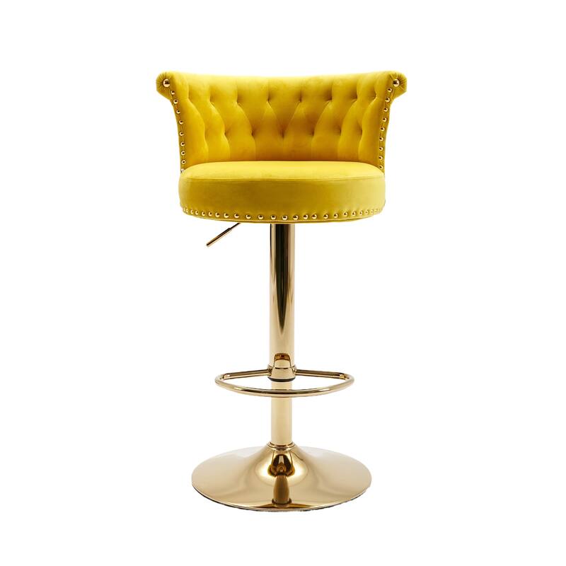 HOMEFUN Swivel Bar Stools Set of 2 Adjustable Counter Height Chairs with Footrest for Kitchen, Dining Room 2PC/SET - Yellow