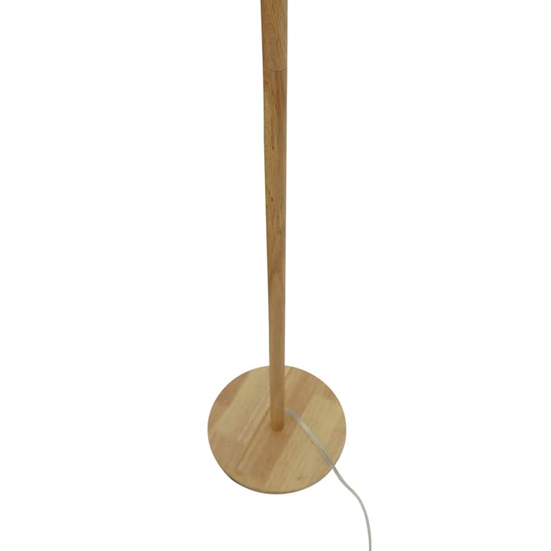 Alicia Natural Wooden Floor Lamp with Cylindrical Woven Shade