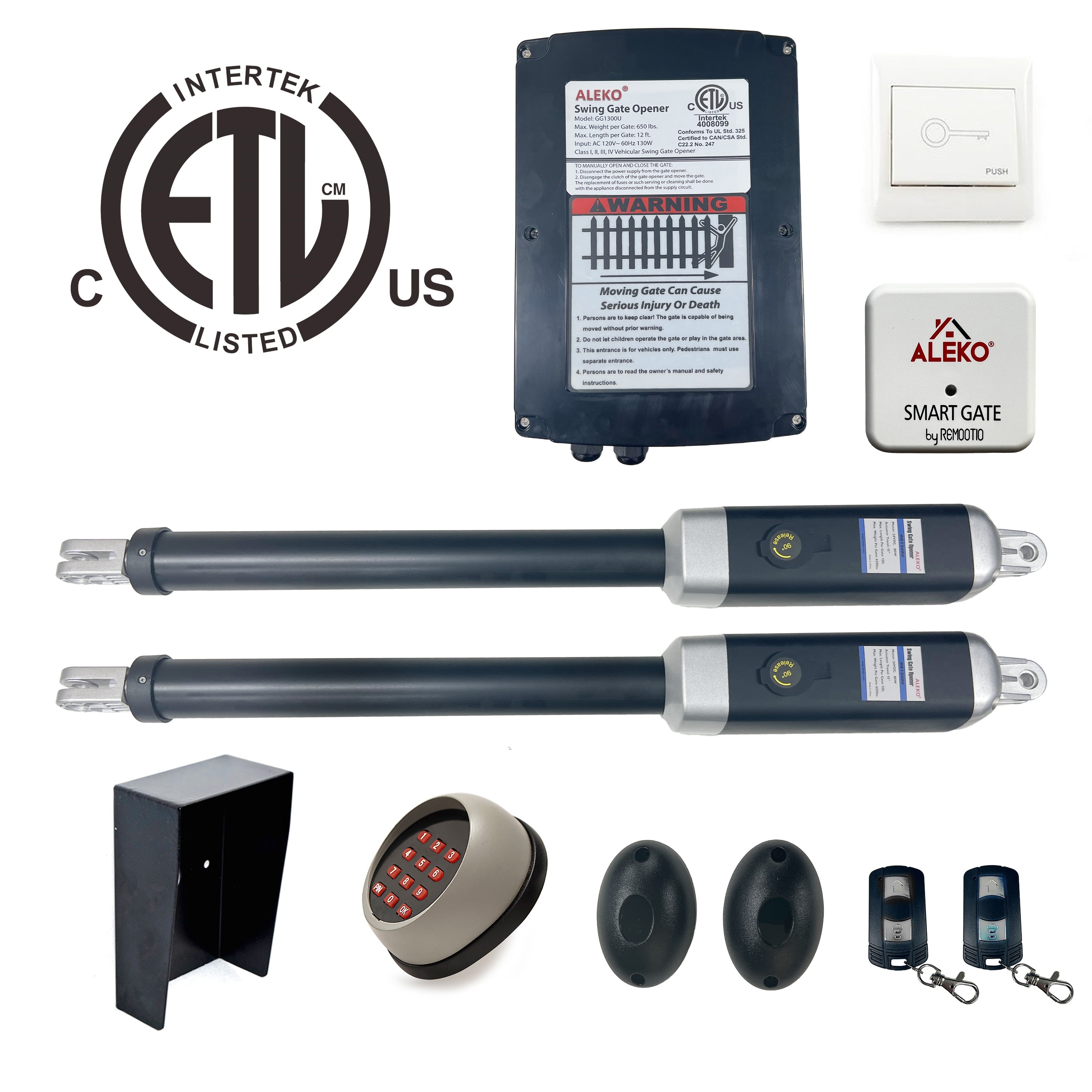 ALEKO Smart Accessories Kit ETL Listed Swing Opener for Dual Gate up to 1760 lb