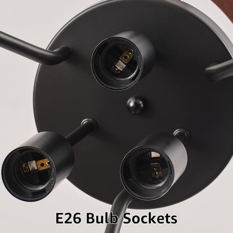 Starsky 3-Light Farmhouse Round Wood Flush Mount Ceiling Light, Industrial Caged Beech Wood Fixture with Black Metal Canopy