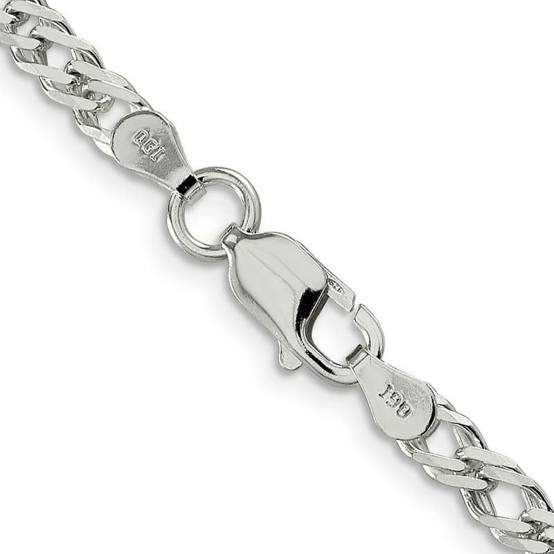 Curata 925 Sterling Silver 4.25mm Double Diamond Cut Flat Curb Chain Necklace