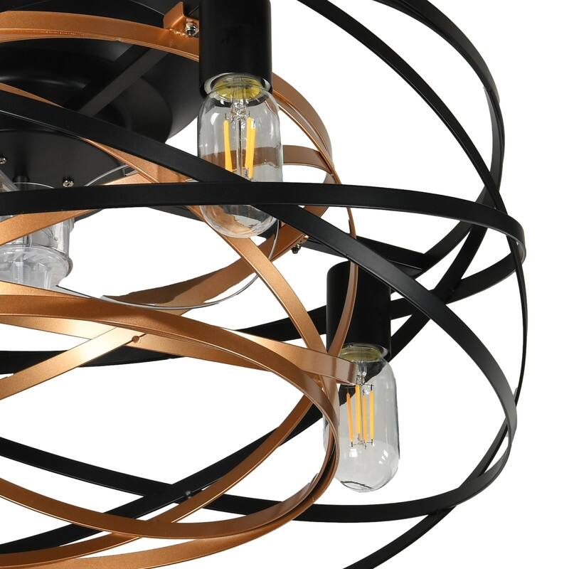 22'' Low Profile Ceiling Fans with Lights and Remote Control, 6 Speeds Caged Flush Mount Ceiling Fans