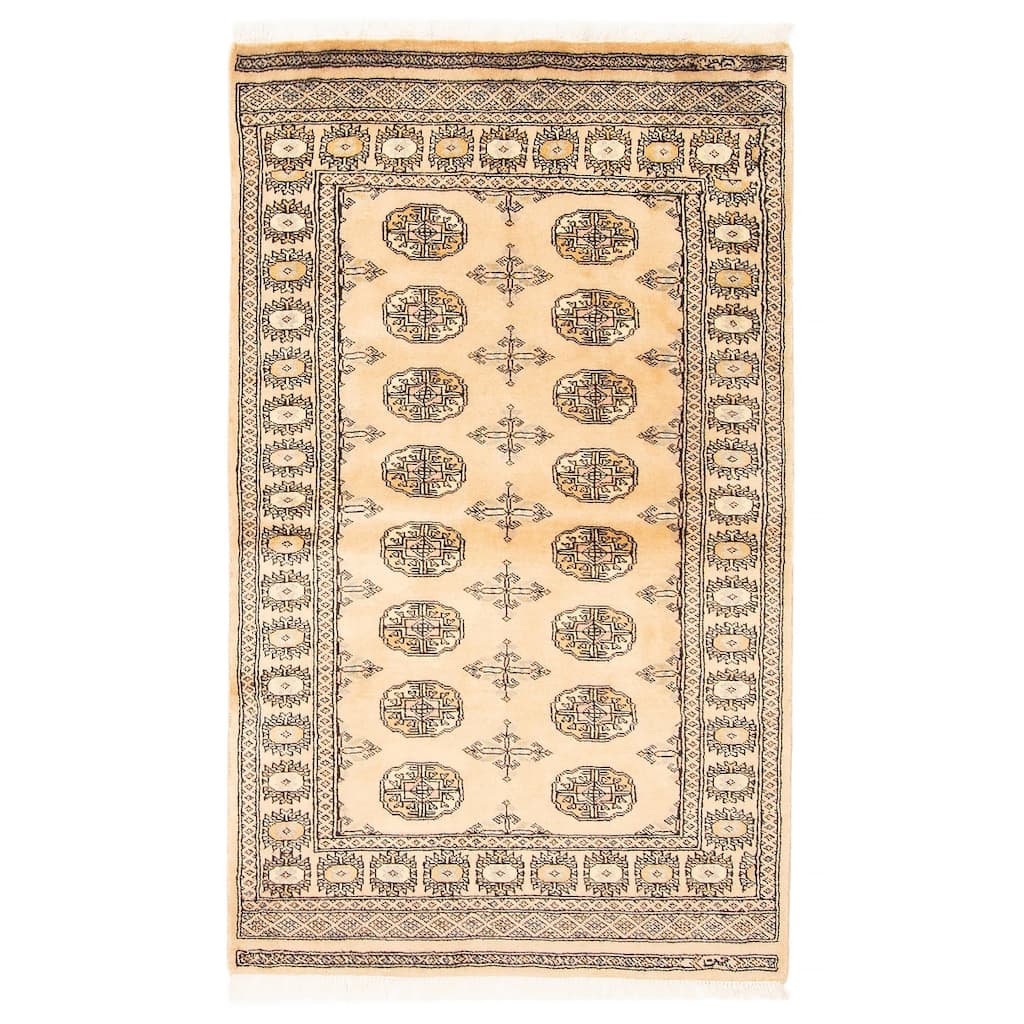 ECARPETGALLERY Hand-knotted Peshawar Bokhara Beige Wool Rug - 3'1 x 5'2