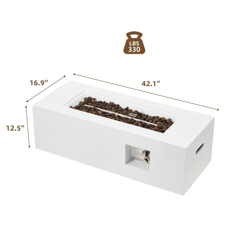 AVAWING 42" Rectangle Concrete Fire Pit Table