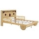 preview thumbnail 13 of 12, Full Size Car Bed with Bear Headboard, USB, LED, and Hidden Storage, Natural