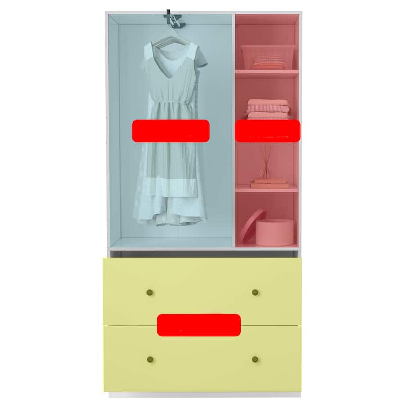 Wardrobe Closet Armoire wi/Mirror & Scalable Hanging Rod Space Saving