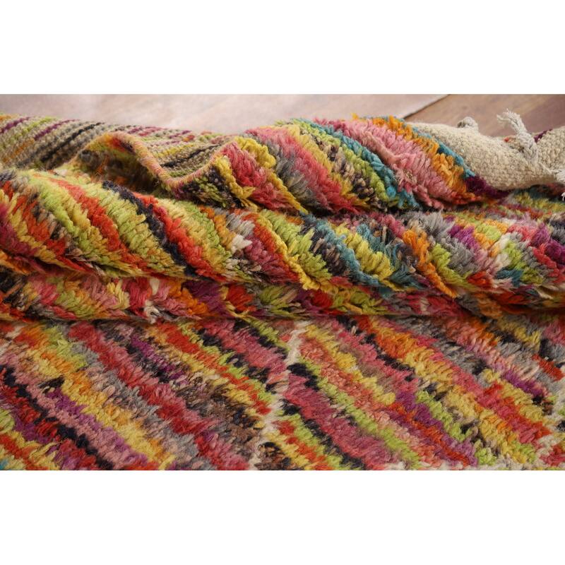 All-Over Trellis Moroccan Oriental Area Rug Hand-Knotted Wool Carpet - 6'2" x 9'2"