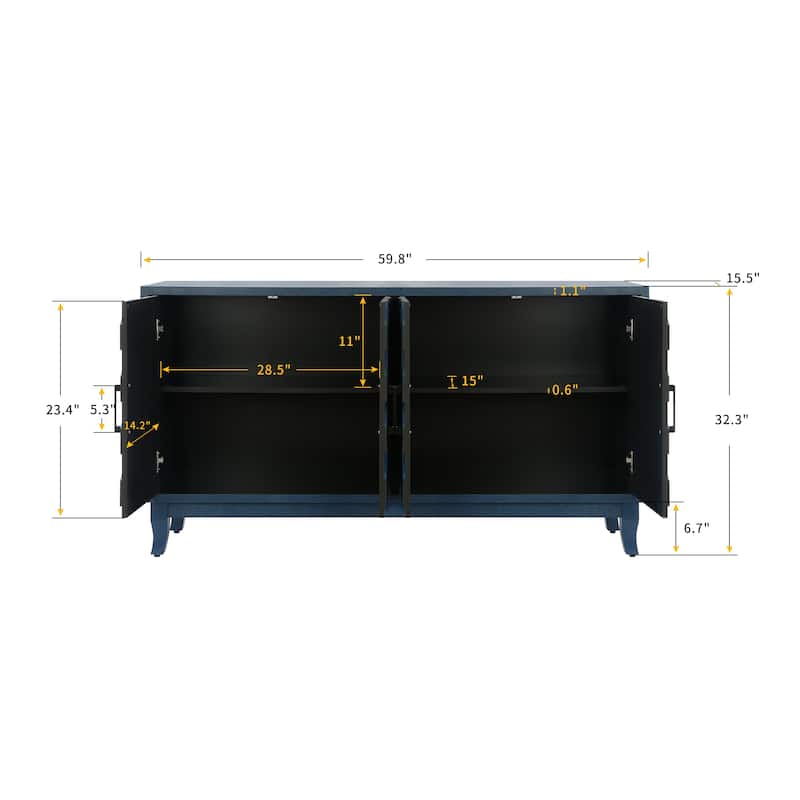 Vintage 4 Door Large Storage Space Dining Cabinet