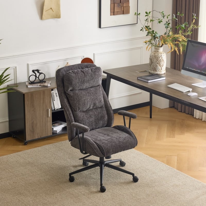 27.2 Inch High Back Adjustable Backrest Swivel Office Chair - Dark Grey