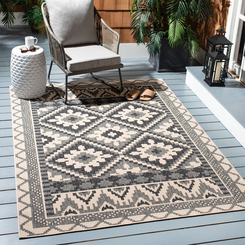 SAFAVIEH Veranda Vitaline Indoor/ Outdoor Waterproof Patio Backyard Rug - 5'3" x 7'7" - Beige/Grey