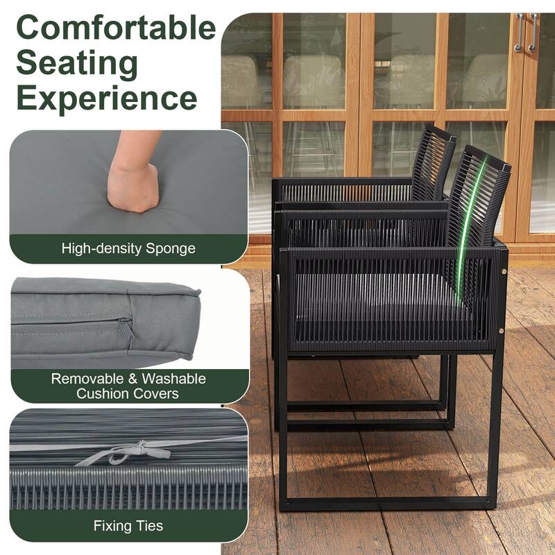 9 PCS Patio Dining Set Outdoor Furniture Set with PE Rattan Chairs