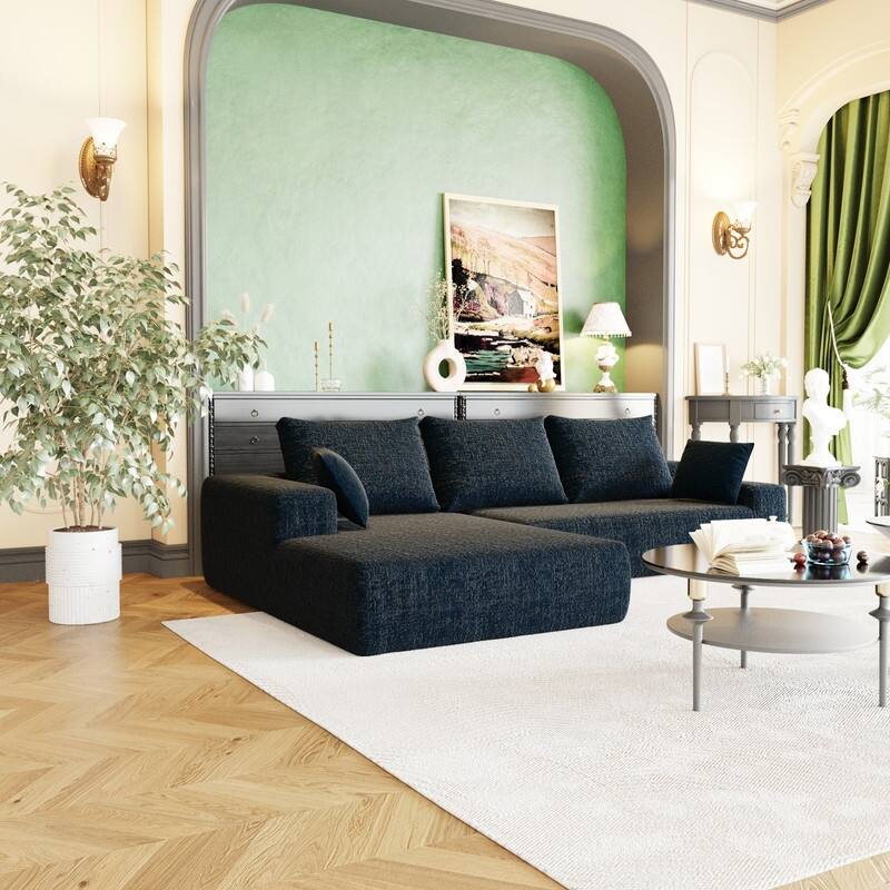 Momei L-Shaped Sofa - High-Density Foam with Spring, Multiple Cushions, Living Room