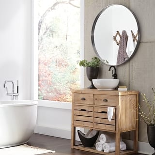 Allan Andrews Steele Silver Round Wall Decorative Accent Mirror - 36 x 36