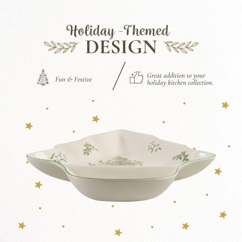 Spode Christmas Tree Chip and Dip Dish - 14" L x 12" W x 2.75" H