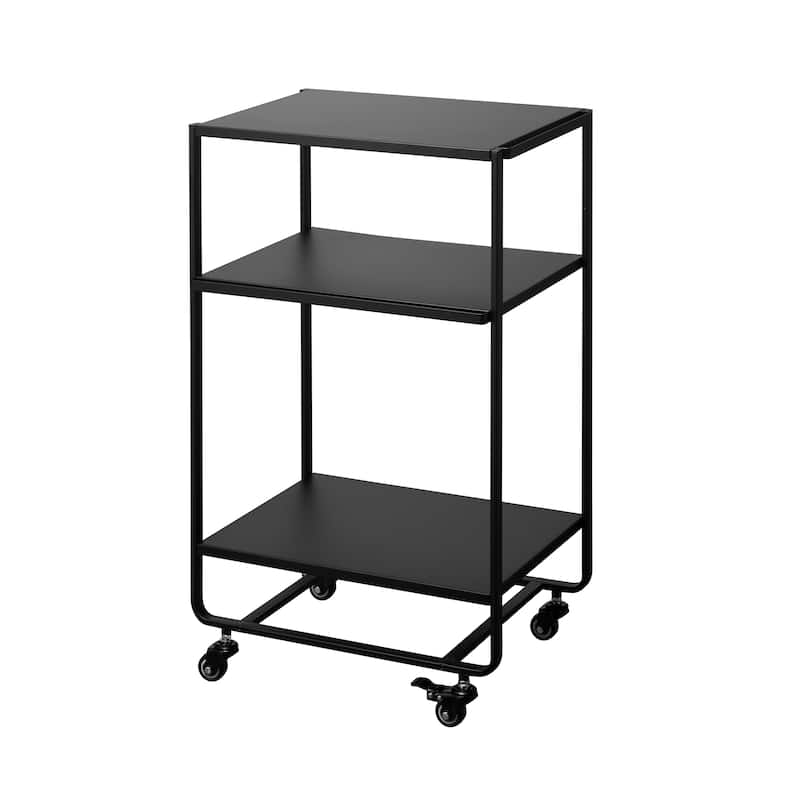 Yamazaki Home Rolling Utility Cart, Steel, Wheels - L 19.29 x W 14.96 x H 32.09 inches - Black