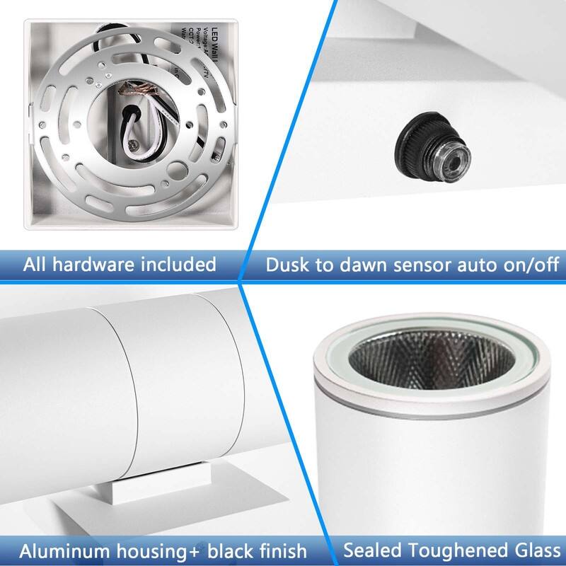 Dusk to Dawn Outdoor Lighting Sensor Wall Lights, IP65 Waterproof Aluminum for Porch Patio etc