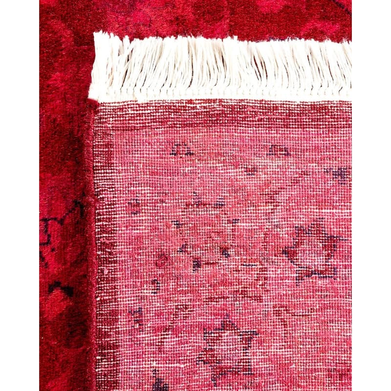 Overton Hand Knotted Wool Vintage Inspired Modern Contemporary Overdyed Pink Area Rug - 3' 1" x 5' 5"