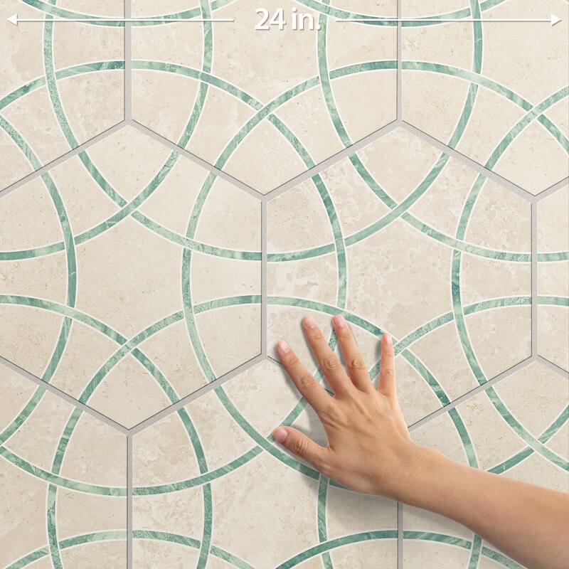 Merola Tile Bari Hex Travertino Jungle 11-1/4" x 13" Porcelain Floor and Wall Tile