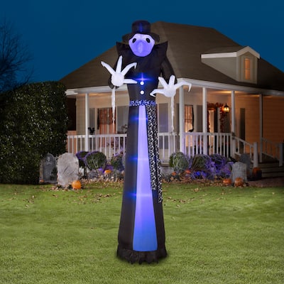 Gemmy Lightshow Airblown ShortCircuit Victorian Reaper Giant (Black Light) , 12 ft Tall, black