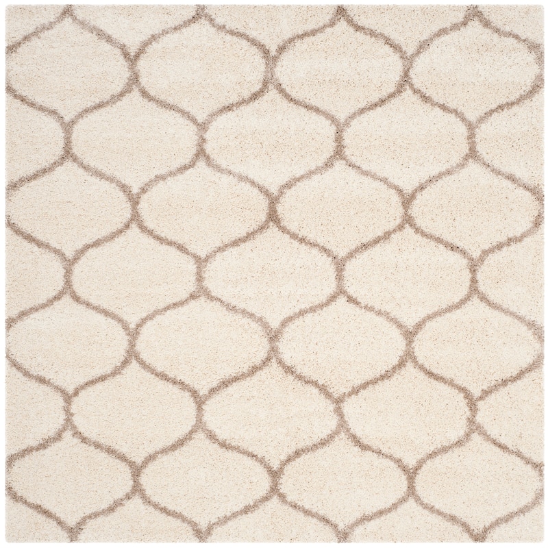 SAFAVIEH Hudson Shag Pushpa Trellis 2-inch Thick Area Rug - 11' Square - Ivory/Beige