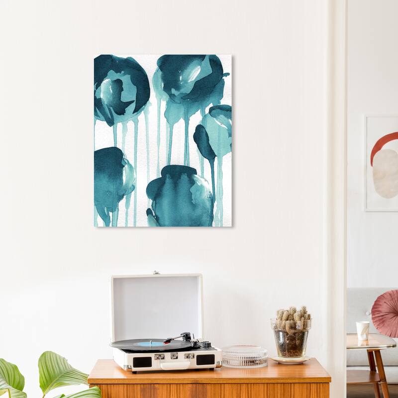 Wynwood Studio Canvas Abstract Ivy's Favorite Color Blue and Turquoise Modern & Contemporary Wall Art Canvas Print - 24 x 20
