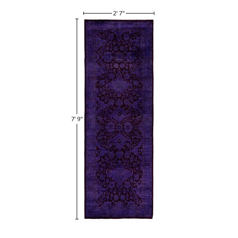 Overdyed One-of-a-Kind Hand-Knotted Area Rug - Purple - 2' 7" x 7' 9"