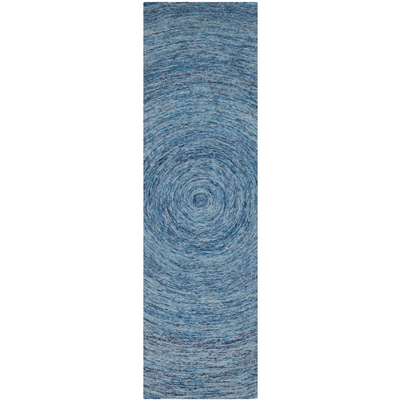 SAFAVIEH Handmade Ikat Jaycie Wool Rug - 2'3" x 12' Runner - Dark Blue/Multi - Runner