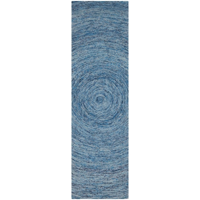 SAFAVIEH Handmade Ikat Jaycie Wool Rug - 2'3" x 6' Runner - Dark Blue/Multi
