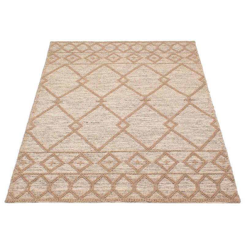 ECARPETGALLERY Braid weave Sienna Light Brown Wool Rug - 5'2 x 7'6