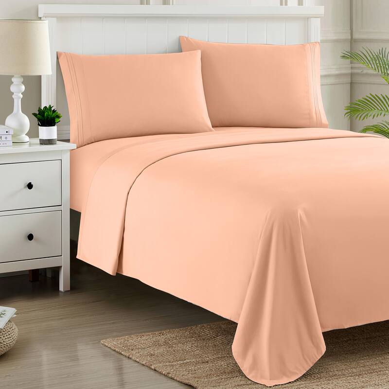 Sweet Home Collection Deep Pocket Soft Microfiber 4-Piece Solid Color Bed Sheet Set