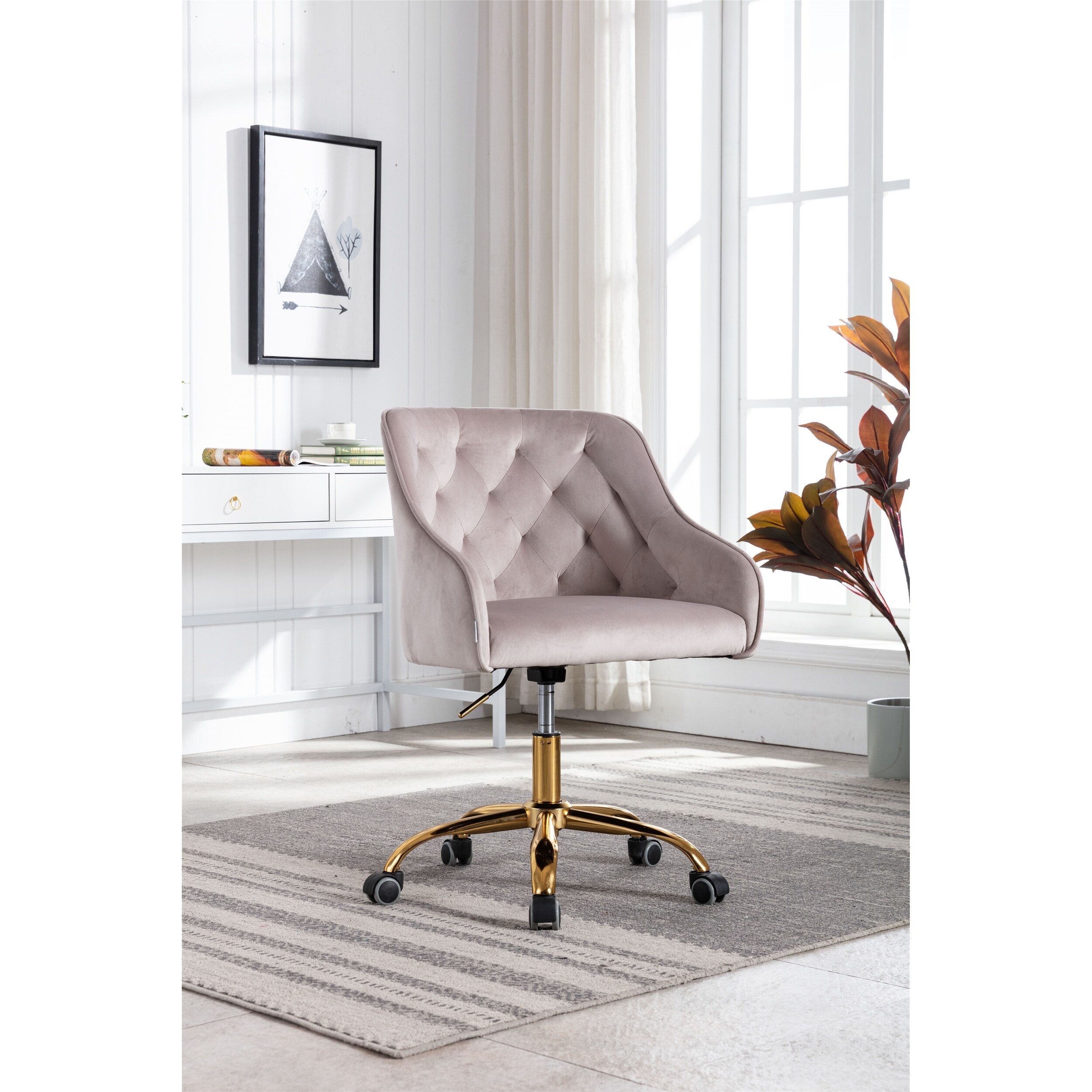Blush tufted office chair deals