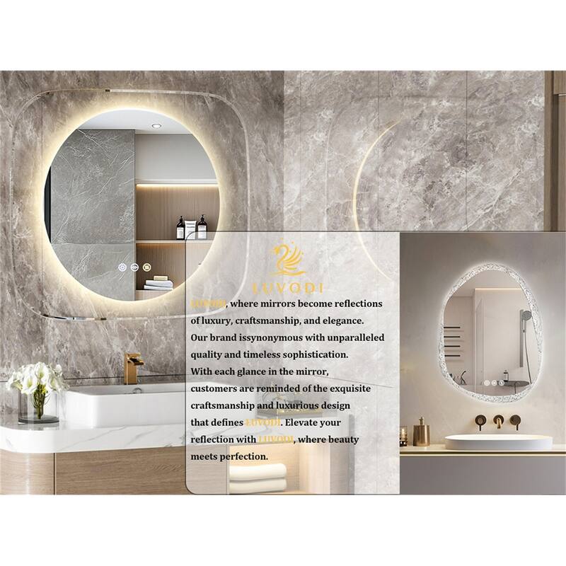 Anti Fog LED Bathroom Mirror W/Touch Control Energy Saving W/Soft Light - 31.5