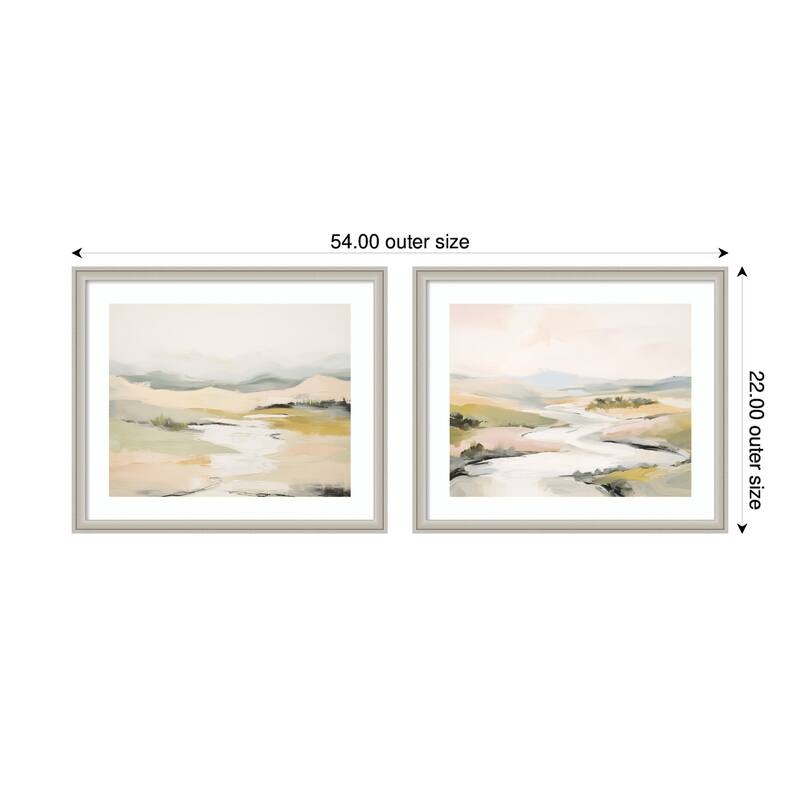 Kate and Laurel Tranquil Landscape No. 1 & No. 2 2 Piece Framed Wall Art Print Set by Amy Lighthall