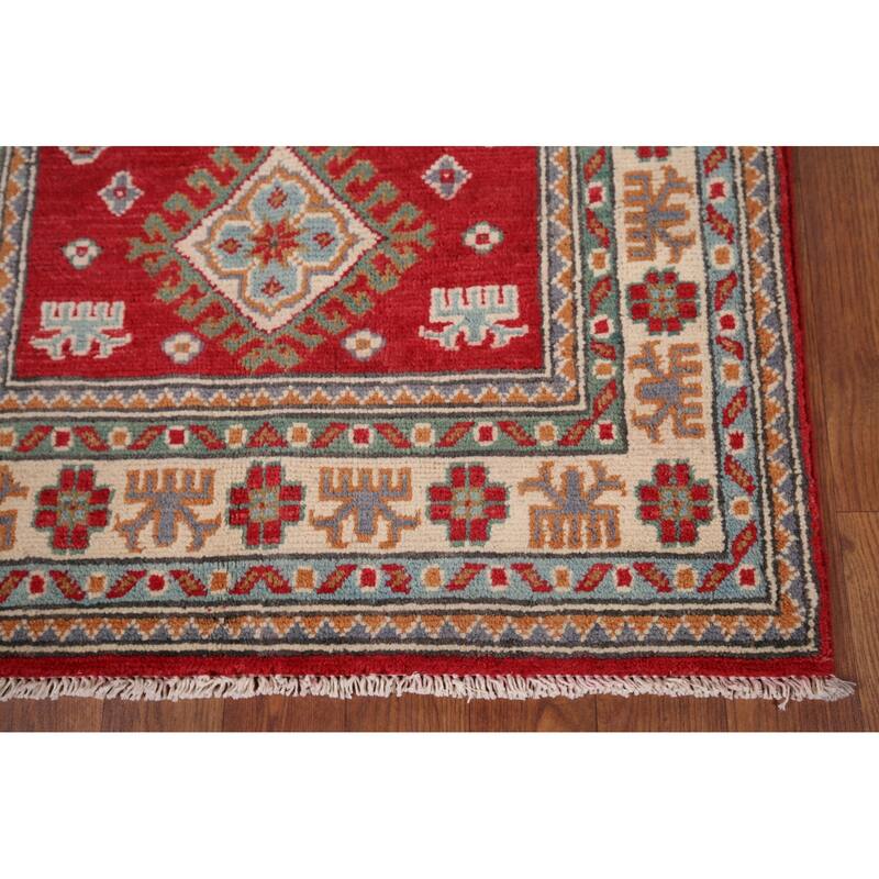 Red Kazak Rug Hand-Knotted Oriental Foyer Wool Carpet - 2'6" x 4'1"