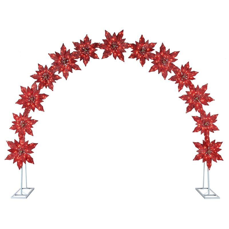 8.5 ft. Illuminated Poinsettia Arch