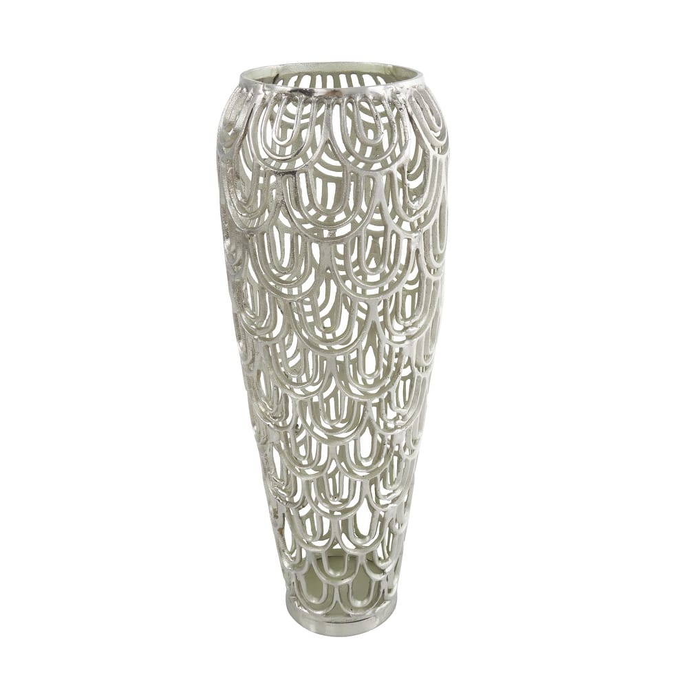Aluminum Metal Geometric Tall Art Deco Inspired Arched Decorative Vase - Gold or Silver - Roche River Decor