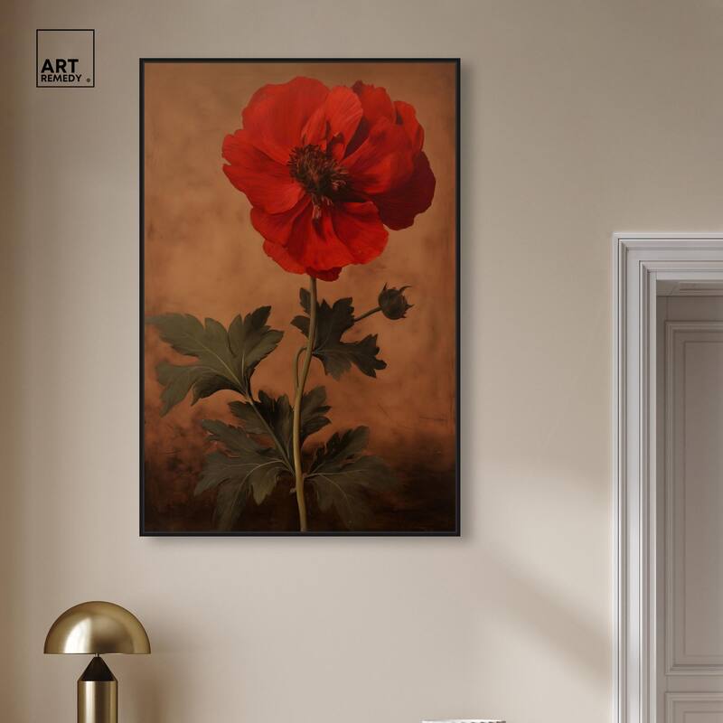 Flourish in Red II Canvas by Art Remedy
