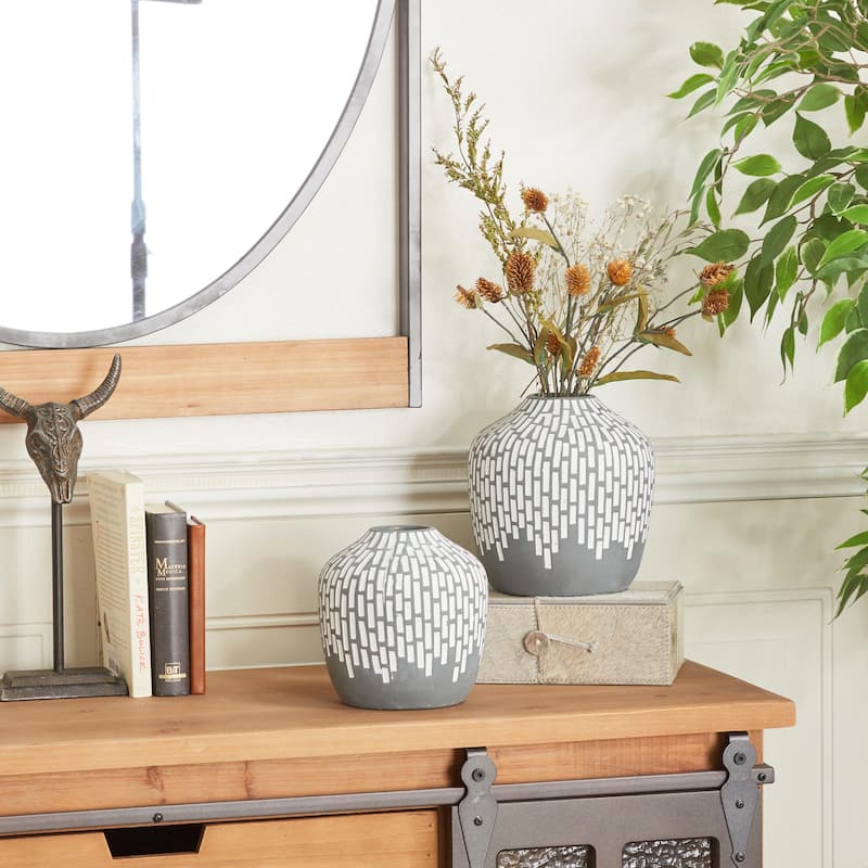 Ceramic Mosaic Inspired Decorative Vase - Set of 2 Gray - Roche River Decor