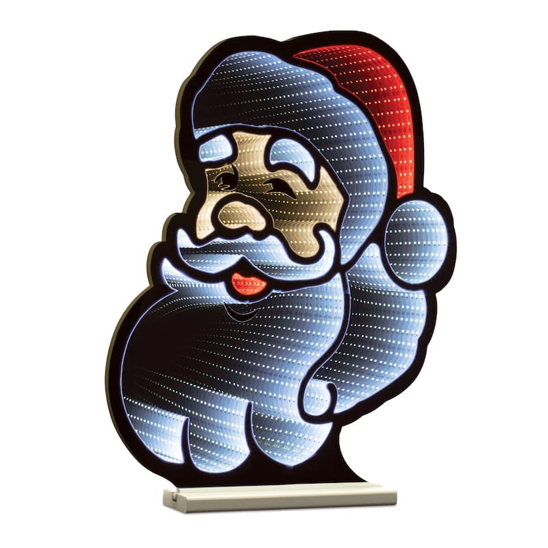 LED Lighted Santa Head Christmas Infinity Mirror - 24" - White and Red