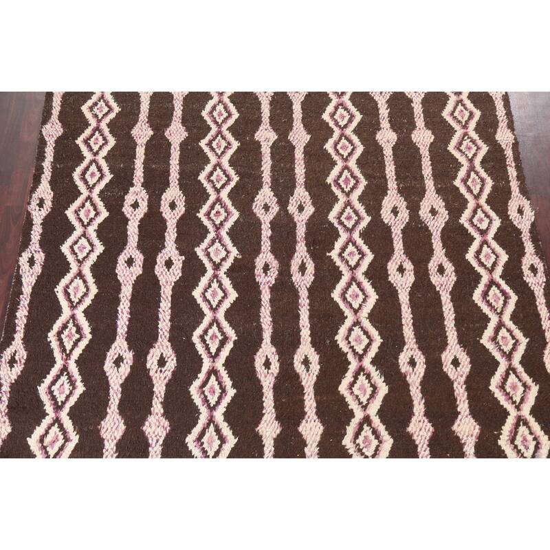 Geometric Oriental Moroccan Wool Area Rug Handmade Living Room Carpet - 7'10" x 10'9"