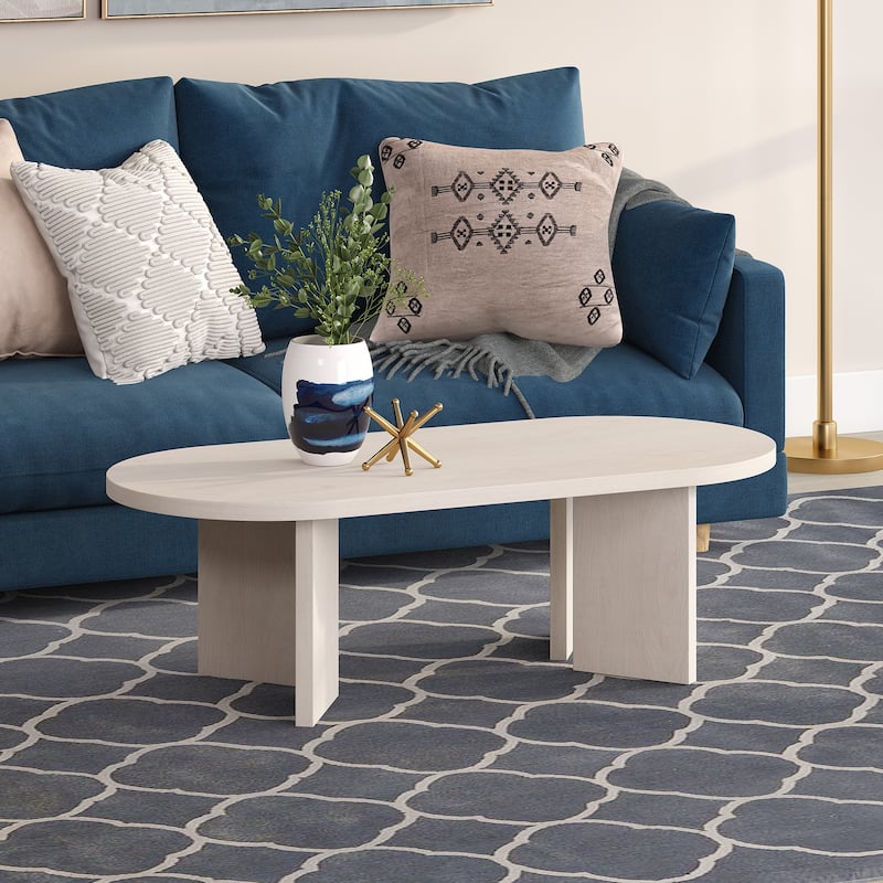 Alma 48" Wide Oval Coffee Table - 47.63" Wide - Alder White