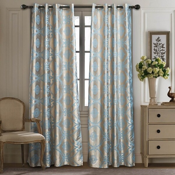 Curtains Damask Jacquard Grommet Semi-Blackout, Tall 60x100. Opens flyout.
