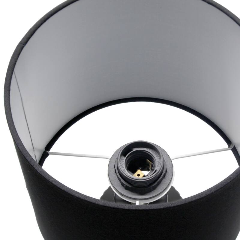 Vertical Grooved Ceramic Table Lamp with Drum Shade - 16" - Black